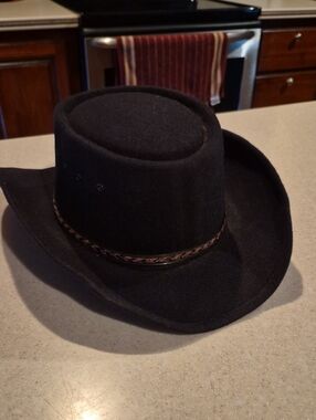 Vintage Pigalle XXXXX Black Felt Cowboy Hat Telescope Crown Size 6 7/8 Mexico